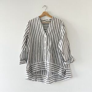 FOIL | Artful Ease Linen Oversize Striped Blouse | 10